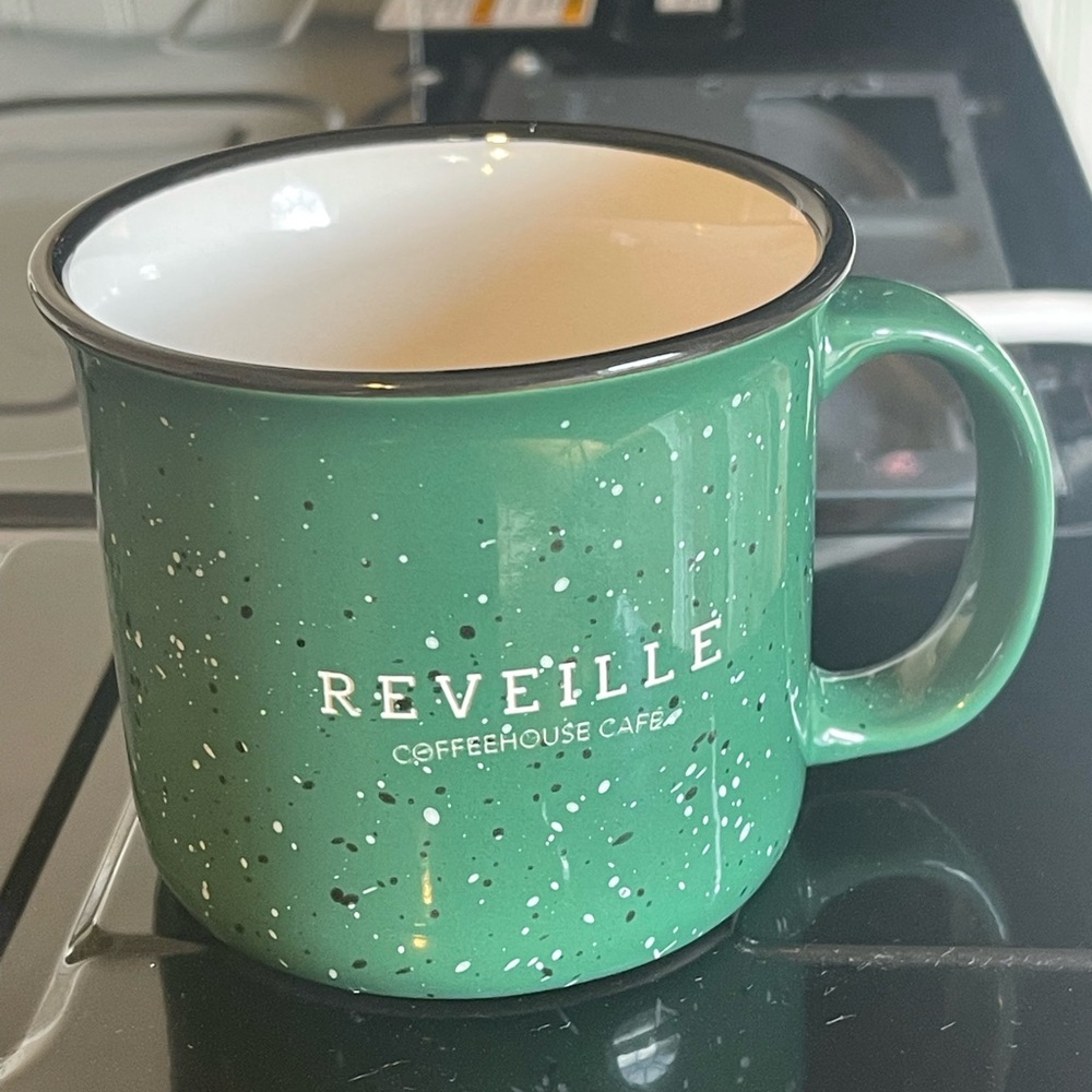 Reveille Green Speckled Mug